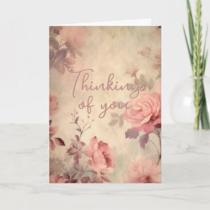 Carte Rose vintage en pensant à vous