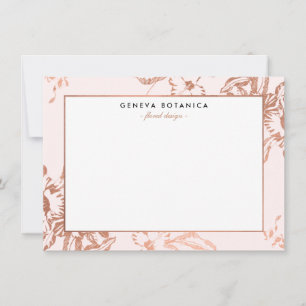 Carte Rose vintage Gold Floral Patal Pink Note Card