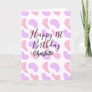 Carte Rose violet abstrait formes heureux 1er anniversai