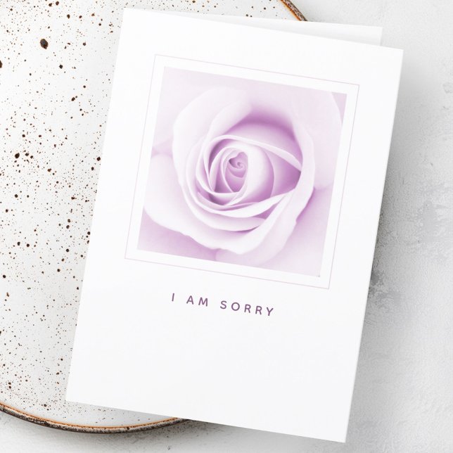 Carte Rose violet Je suis désolé excuses pliées (Purple rose I am sorry apology folded Card)