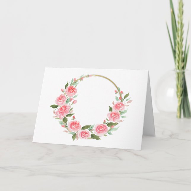 Carte Rose Wreath, personnalisable (Devant)