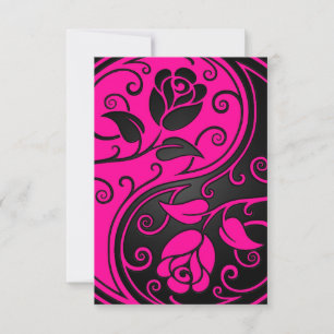 Carte Rose Yin Yang rose et noir