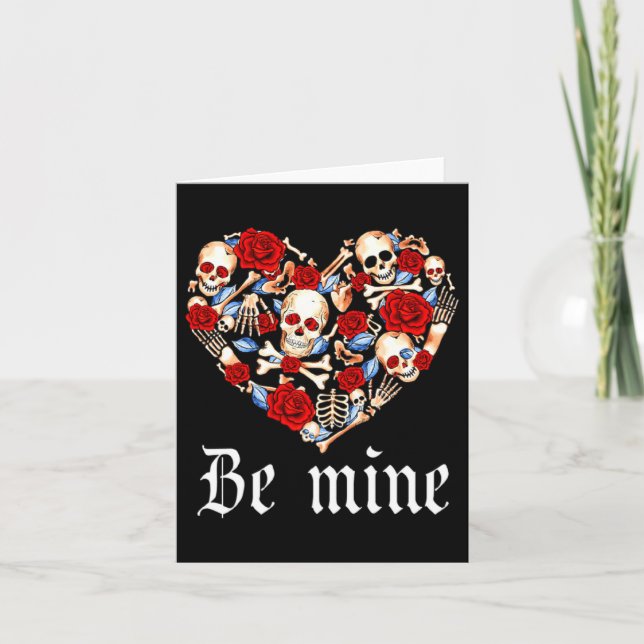 Carte Roses And Skulls Heart Gothic Style Valentine Be M (Devant)