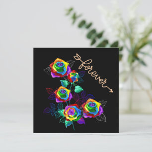 Carte Roses arc-en-ciel