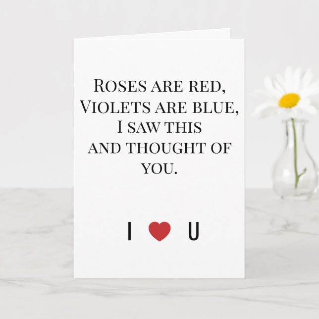 Carte Roses Are Red Valentine's - I ♥ U Funny Romantic   (Petite plante)