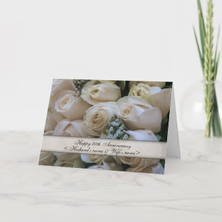 Carte Roses blanches <50th> Anniversaire