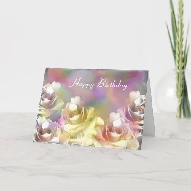 Carte Roses blanches aux effets pastel (Devant)