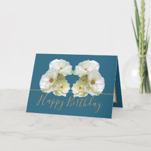 Carte Roses blanches Chic élégant Bouquet floral Anniver