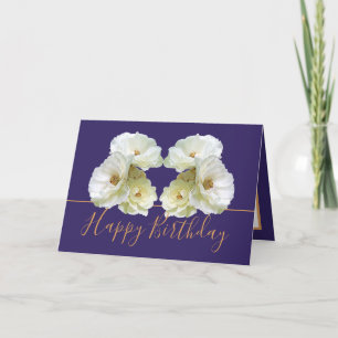 Carte Roses blanches Chic élégant Bouquet floral Anniver
