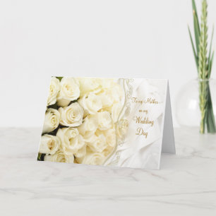 Carte Roses crème blanche. Merci Mère pour mon Mariage