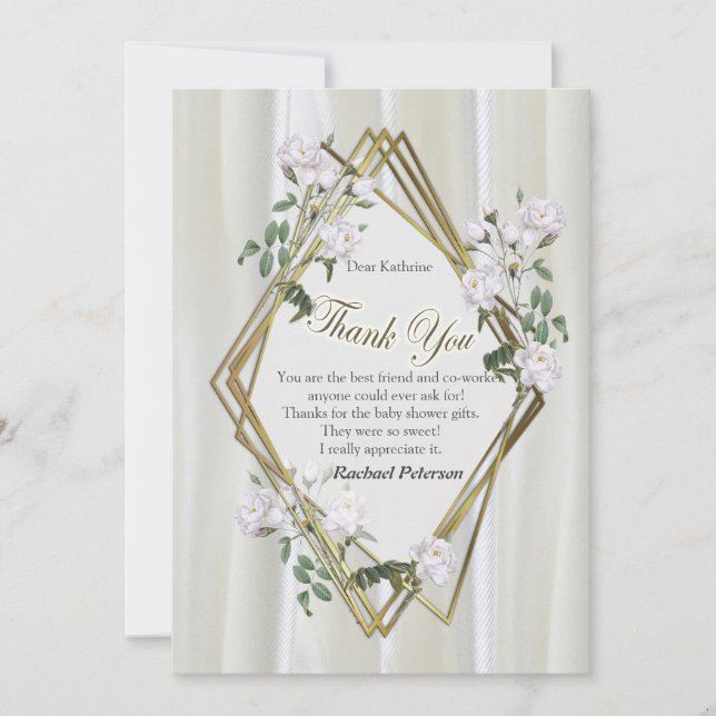 Carte Roses d'aquarelle blanche peints sur la soie de ch (Devant)