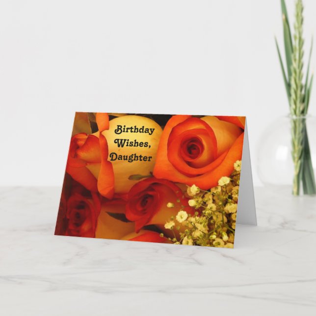 Carte Roses de souhaits, de fille, oranges et jaunes (Devant)