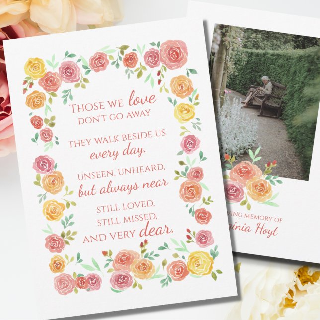 Carte Roses de Sympathie pour poème commémoratif encadré (Créateur téléchargé)