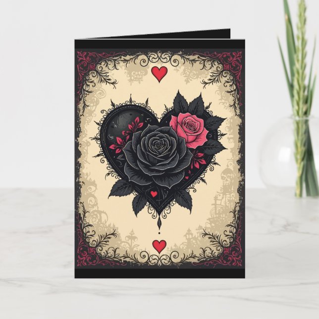 Carte Roses de Valloween gothiques aigre-doux (Devant)