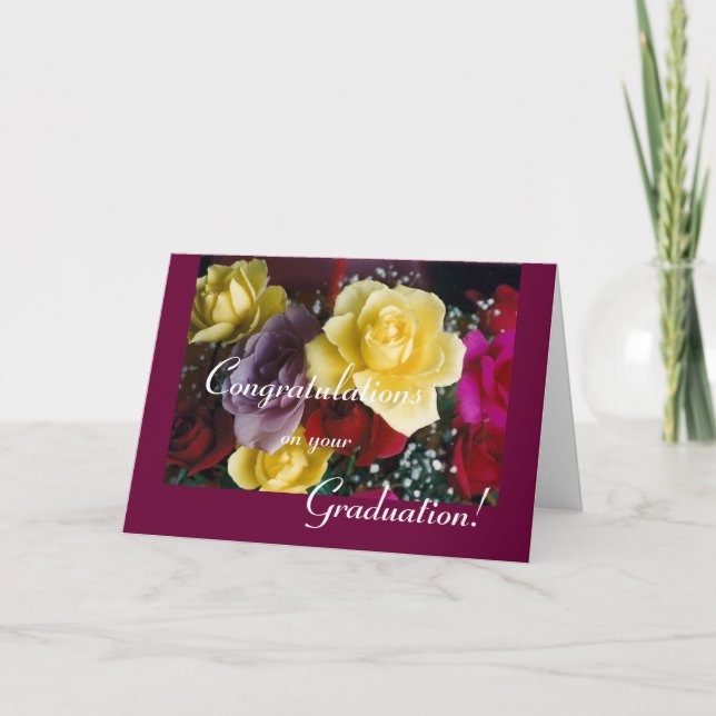 Carte Roses d'obtention du diplôme (Devant)
