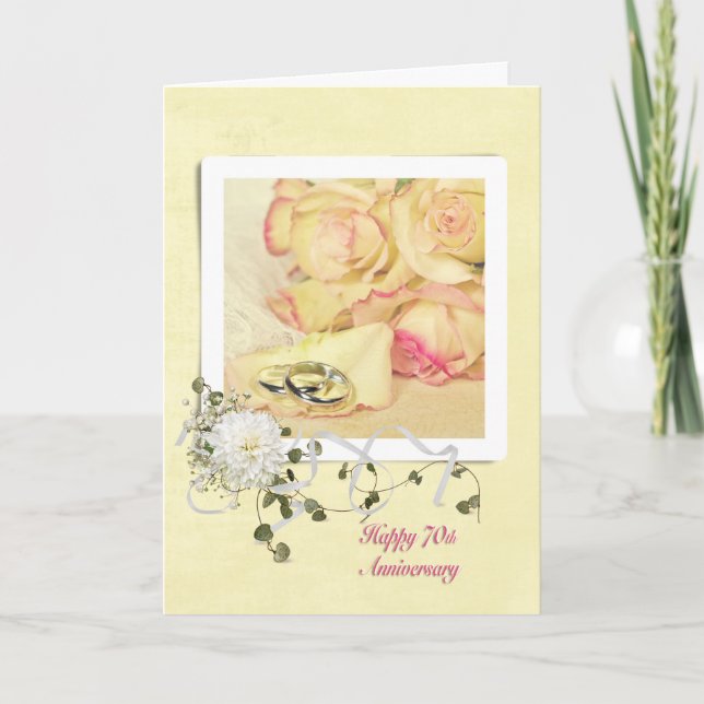 Carte Roses du 70e anniversaire de l'Mariage (Devant)