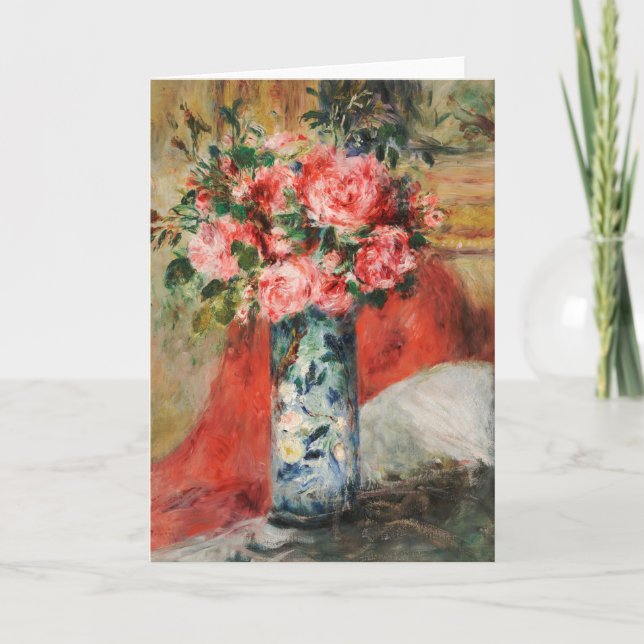Carte Roses et pivoines dans un vase | Renoir (Devant)