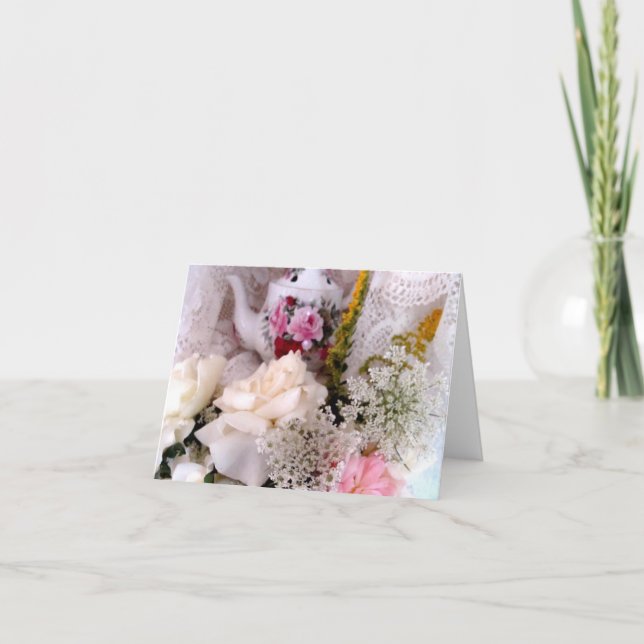 Carte Roses et théière (Devant)