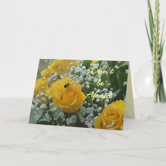 Carte Roses jaunes & abeille - personnalisez n'importe q (Devant)