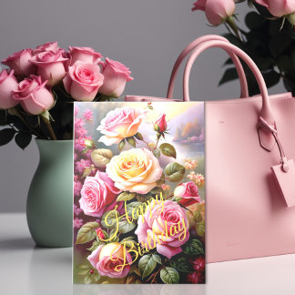 Carte Roses Jaunes Rose Bleu Floral Aquarelle