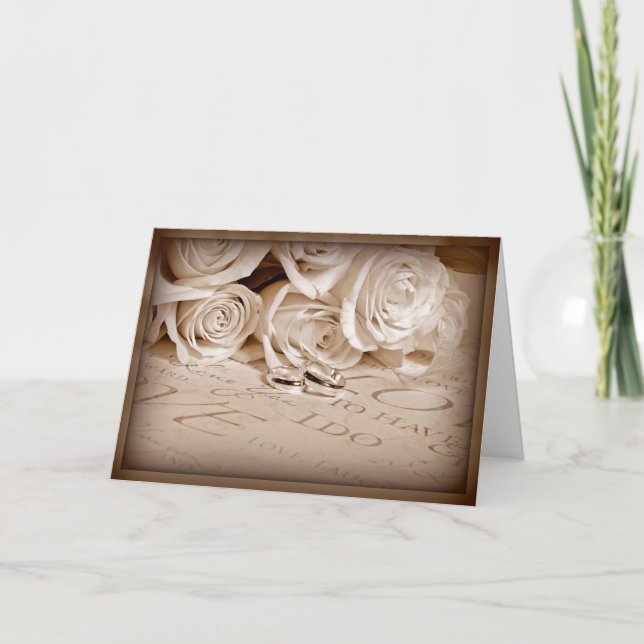 Carte Roses mariages et anneaux (Devant)