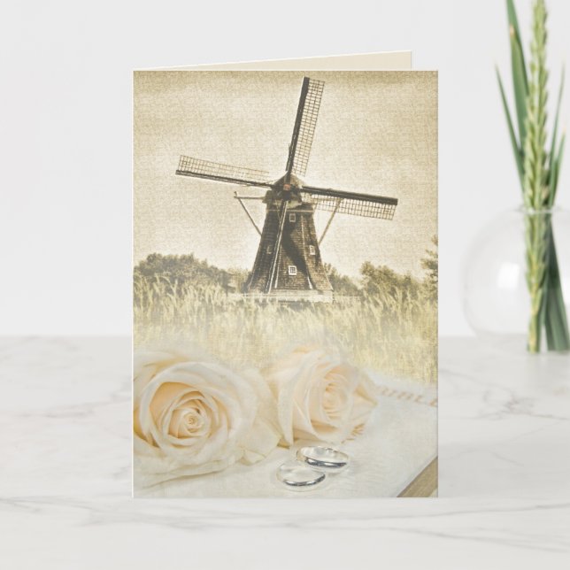 Carte Roses mariages sur la Bible avec moulin (Devant)