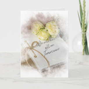 Carte roses mariages sur le journal blanc