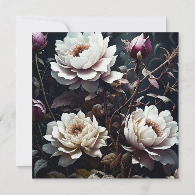 Carte Roses noires et blanches Aquarelle ai art (Devant)