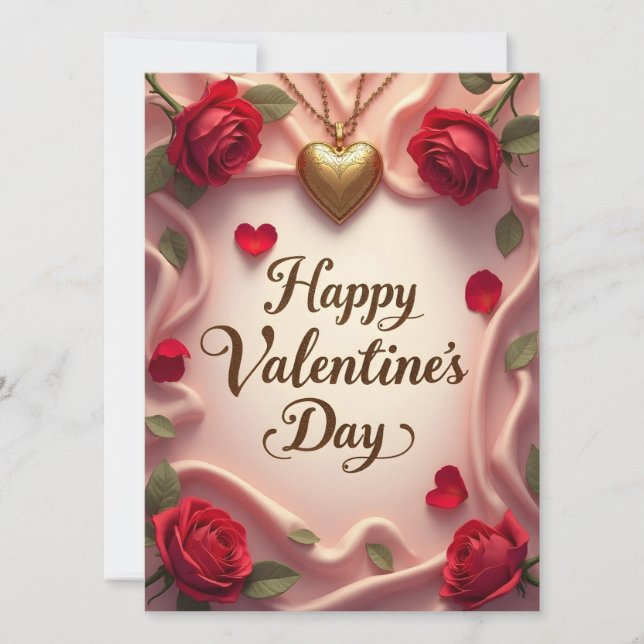 Carte Roses Romantiques & Design de la Saint-Valentin en (Devant)