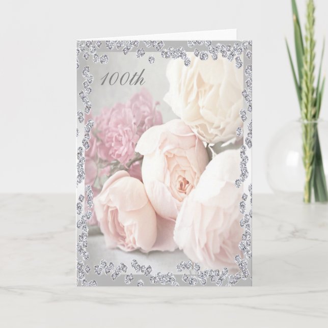 Carte Roses romantiques et anniversaire de diamants (Devant)