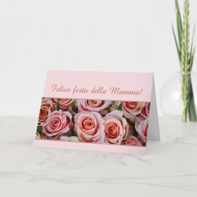 Carte roses roses du jour de la mère italienne (Devant)