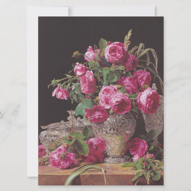 Carte Roses roses (par Ferdinand Georg Waldmüller) (Devant)