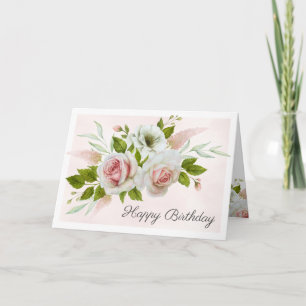 Carte Roses roses romantiques Aquarelle Joyeux anniversa