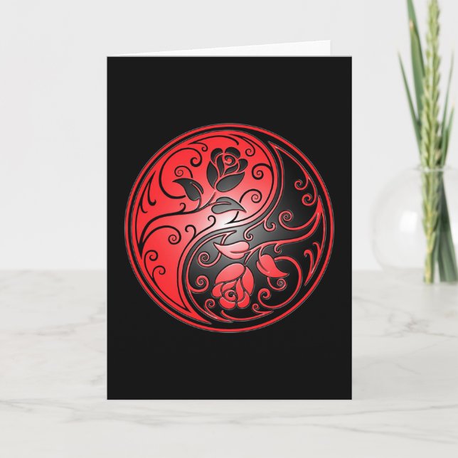 Carte Roses, rouge et noir de Yin Yang (Devant)