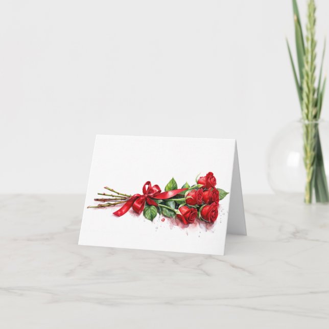 Carte Roses rouges à longue tige pour la Saint-Valentin (Devant)