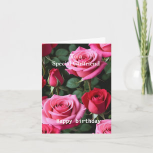 Carte Roses rouges roses pour l'anniversaire d'une petit
