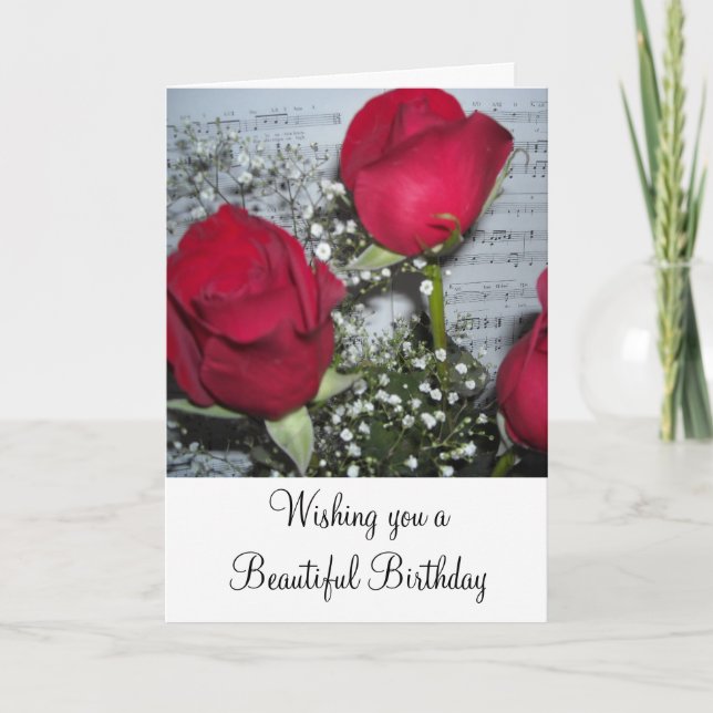 Carte Roses rouges voeux d'anniversaire (Devant)