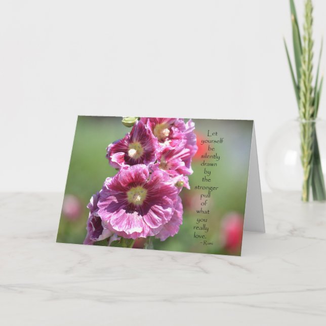 Carte Roses trémière avec la citation (Devant)