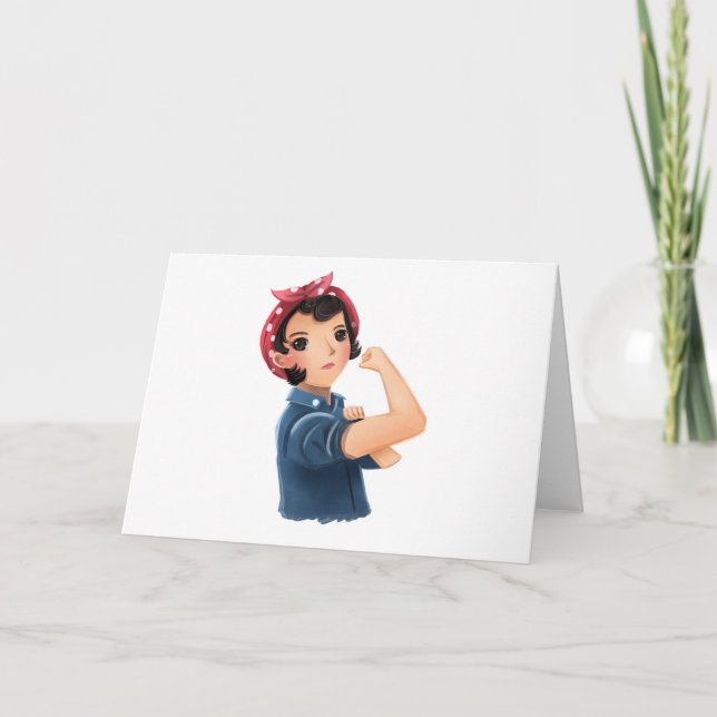 Carte rosie les femmes du riveter nous pouvons le faire! (Devant)