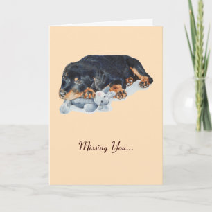 Carte rôtisweiler chiot chien en peluche qui vous manque