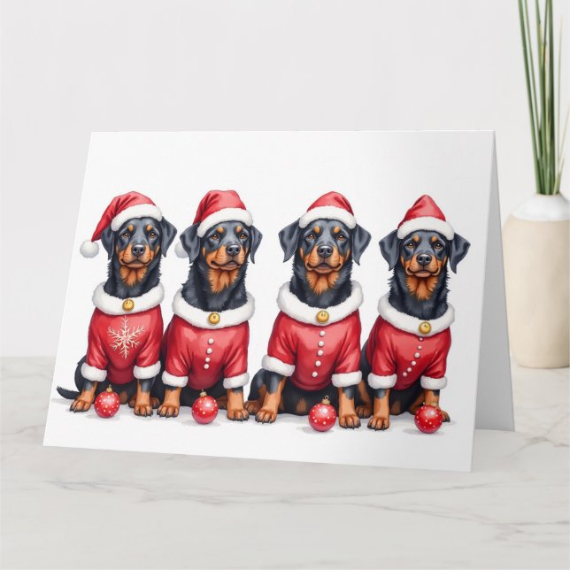 Carte Rottweiler Christmas Dress Santa Hat (Devant)