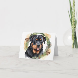 Carte Rottweiler Christmas Wreath Festive Pup