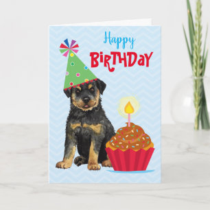 Carte Rottweiler Cupcake Anniversaire