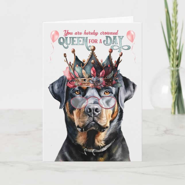 Carte Rottweiler Dog Queen pour une journée d'anniversai (Devant)