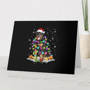 Carte Rottweiler Père Noël Christmas Tree Lights Noël