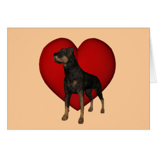 Carte Rottweiler Red Heart Dog