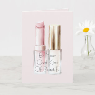 Carte Rouge à lèvres rose blanc Vernis à ongles ivoire