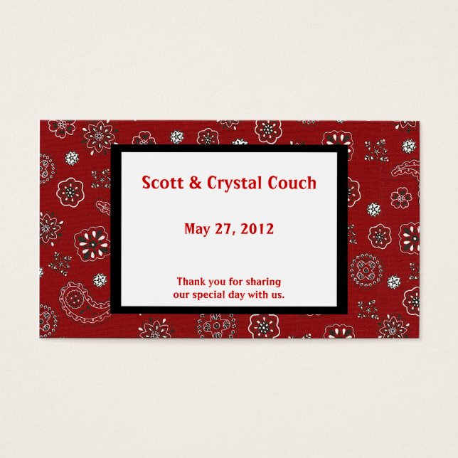 Carte Rouge Bandana Wedding Favor (Devant)
