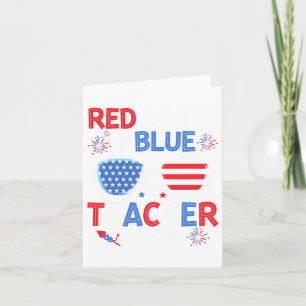 Carte Rouge Blanc & bleu Équipe enseignant 4 juillet