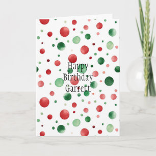 Carte Rouge Blanc Points Verts Anniversaire